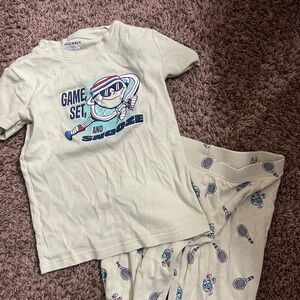 Old Navy Kids Pajama Set - Cream with Sports Print